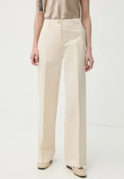 Filippa K pantaloni din in femei, culoarea bej, lat, high waist, 31110 imagine