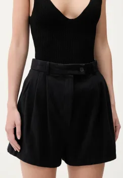 Filippa K pantaloni scurti din bumbac culoarea negru, uni, high waist, 31368 imagine