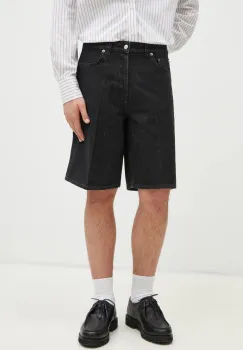 Filippa K pantaloni scurti jeans barbati, culoarea negru, 31381 imagine