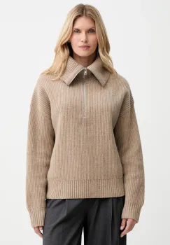 Filippa K pulover de lana culoarea bej, cu guler, 31654 imagine