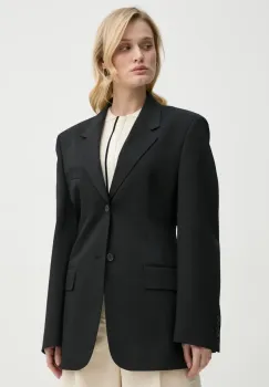 Filippa K sacou din lana culoarea negru, un singur rand de nasturi, neted, 31533 imagine