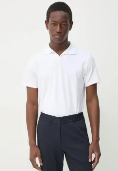 Filippa K tricou polo barbati, culoarea bej, neted, 29231 imagine