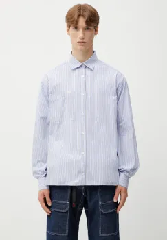 Filling Pieces camasa barbateasca din bumbac Pinstripe imagine