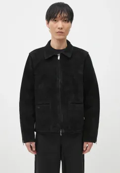 Filling Pieces geaca din piele intoarsa Leather Jacket Suede barbati, culoarea negru, de tranzitie, 75922791861 imagine