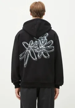 Filling Pieces hanorac de bumbac Chrome Flower barbati, culoarea negru, cu gluga, uni, 95299821861 imagine