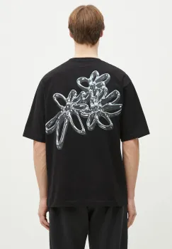 Filling Pieces tricou din bumbac Chrome Flower barbati, culoarea negru, cu imprimeu, 74499821861 imagine