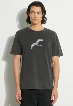 Filling Pieces tricou din bumbac Handshake Vintage barbati, culoarea gri, cu imprimeu, 74413631284 imagine