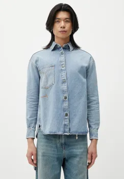 Fiorucci camasa jeans Open Back Embroidered Denim cu guler clasic, regular, W02SMDSI390DN01DN01 imagine