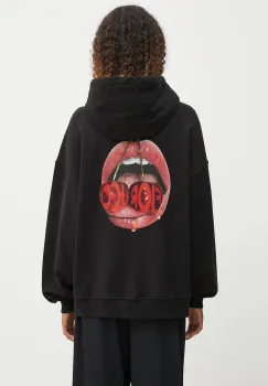 Fiorucci hanorac de bumbac Cherry Mouth Print Relaxed Fit culoarea negru, cu gluga, cu imprimeu, W02FPSHO092CJ05BK02 imagine