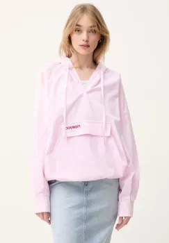 Fiorucci hanorac de bumbac Gingham Logo Hoodie Shirt femei, culoarea roz, cu gluga, cu imprimeu, W02SPTLO286CO01PN02 imagine
