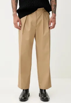 Fiorucci pantaloni Beige Logo Embroidered Chino Trousers culoarea verde, drept, M02SPBPA302CO01NA02 imagine