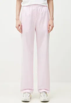 Fiorucci pantaloni de bumbac Gingham Logo culoarea roz, lat, high waist, U02SPBPA299CO01PN02 imagine