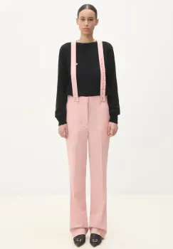 Fiorucci pantaloni de lana culoarea roz, drept, high waist, W01FMBPA183WO01PN02 imagine