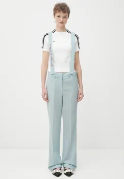 Fiorucci pantaloni de lana Embroidered Suspender drept, high waist, W02SPBPA183WO01BL02 imagine