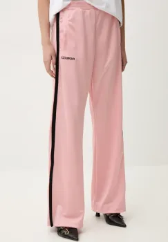 Fiorucci pantaloni de trening Puffy Piping Track Trousers femei, culoarea roz, cu imprimeu, U02SPBPA057PL01PN02 imagine