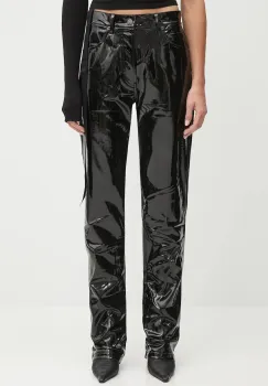 Fiorucci pantaloni Stretch Vinyl Straight Fit culoarea negru, evazati, high waist, W25PFBPA014VN02BK01 imagine