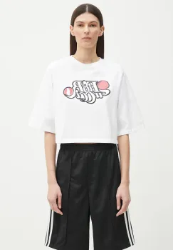 Fiorucci tricou din bumbac Curly Lollipop Logo Cropped Padded femei, culoarea alb, U02SPTSH106CJ01WH01 imagine