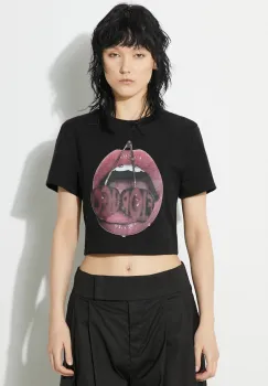 Fiorucci tricou Mouth Print femei, culoarea negru, W01FPTSH094CJ03BK01 imagine