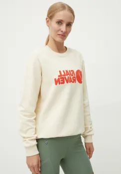 Fjallraven bluza trening Fjallraven Logo culoarea bej, cu imprimeu, F84143.113.214 imagine