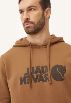 Fjallraven bluza trening Fjallraven Logo culoarea maro, cu gluga, cu imprimeu, F84144.265 imagine