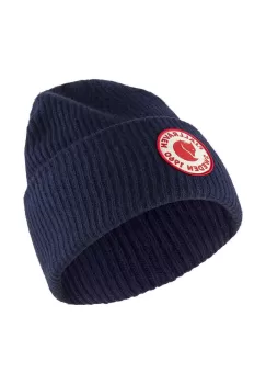 Fjallraven caciula de lana 1966 Logo culoarea albastru marin, de lana, din tricot gros imagine