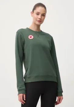 Fjallraven hanorac de bumbac 1960 Logo Badge Sweater femei, culoarea verde, cu imprimeu  F87230 imagine