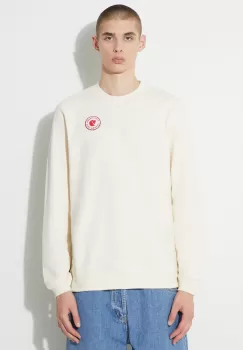 Fjallraven hanorac de bumbac 1960 Logo barbati, culoarea bej, neted imagine