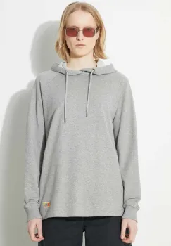 Fjallraven hanorac de bumbac Vardag Hoodie W femei, culoarea gri, cu gluga, melanj, F86987.020.999 imagine