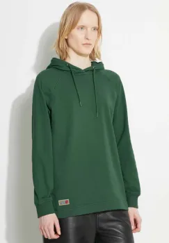 Fjallraven hanorac de bumbac Vardag Hoodie W femei, culoarea verde, cu gluga, neted, F86987.679 imagine