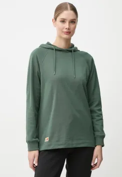 Fjallraven hanorac de bumbac Vardag Hoodie W femei, culoarea verde, cu gluga, neted, F86987.679 imagine