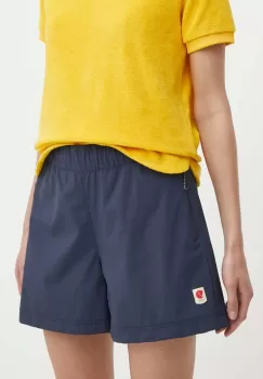 Fjallraven pantaloni scurti outdoor High Coast culoarea albastru marin, neted, high waist, F87034 imagine