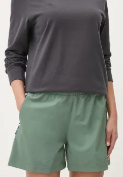 Fjallraven pantaloni scurti outdoor High Coast culoarea verde, neted, high waist, F87034 imagine