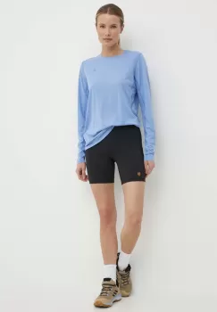 Fjallraven pantaloni scurti sport Abisko femei, culoarea negru, neted, high waist, F14200146 imagine