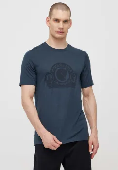 Fjallraven tricou de lana Abisko Wool Classic culoarea bleumarin, cu imprimeu F84117 imagine