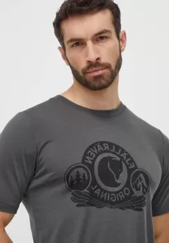 Fjallraven tricou de lana Abisko Wool Classic culoarea gri, cu imprimeu, F84117 imagine