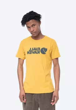 Fjallraven tricou din bumbac Logo culoarea galben, cu imprimeu F87310-160 imagine