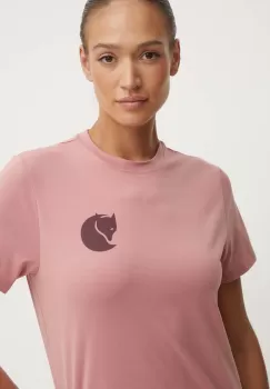 Fjallraven tricou Fox Boxy Logo femei, culoarea roz, F87153 imagine
