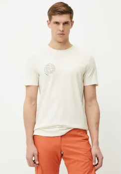 Fjallraven tricou Hemp Blend Out Here barbati, culoarea bej, cu imprimeu, F12600265 imagine