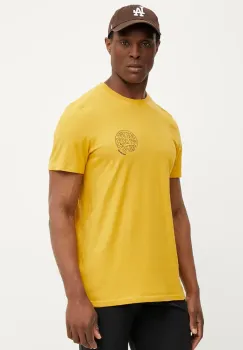 Fjallraven tricou Hemp Blend Out Here barbati, culoarea galben, cu imprimeu, F12600265 imagine