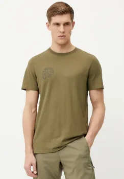 Fjallraven tricou Hemp Blend Out Here barbati, culoarea verde, cu imprimeu, F12600265 imagine