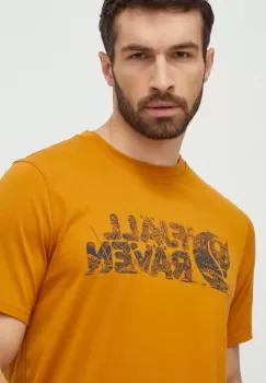 Fjallraven tricou Lush Logo T-shirt barbati, culoarea galben, cu imprimeu, F12600219 imagine