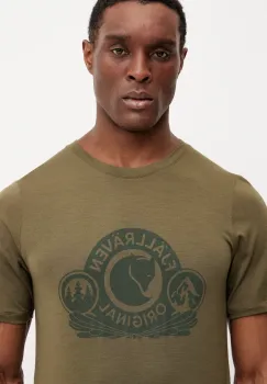 Fjallraven tricou sport Abisko Wool Classic culoarea verde, cu imprimeu, F84117 imagine