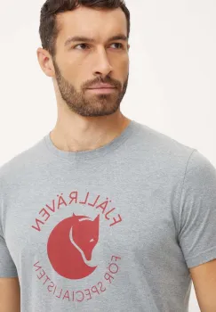 Fjallraven tricou sport Fjallraven Fox culoarea gri, cu imprimeu, F87052.051 imagine