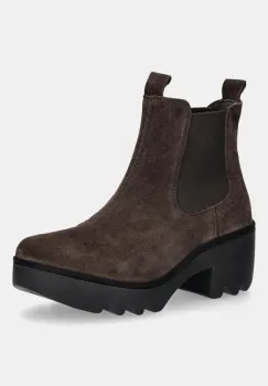 Fly London botine din piele intoarsa TRIG514FLY culoarea maro, cu toc drept, P501514009 imagine