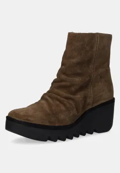 Fly London cizme din piele intoarsa BANN538FLY culoarea maro, toc pana, P501538013 imagine