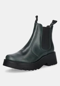 Fly London ghete chelsea de piele MEDI789FLY culoarea verde, cu platforma, P144789010 imagine