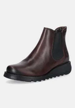 Fly London ghete chelsea de piele SALV195FLY culoarea bordo, cu toc plat, P143195103 imagine