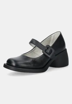 Fly London pantofi de piele HUVI044FLY culoarea negru, cu toc drept, P145044005 imagine