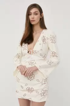For Love & Lemons rochie culoarea bej, mini, mulata imagine