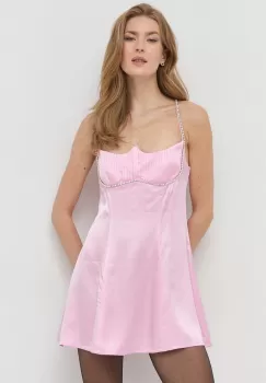 For Love & Lemons rochie culoarea roz, mini, mulata imagine